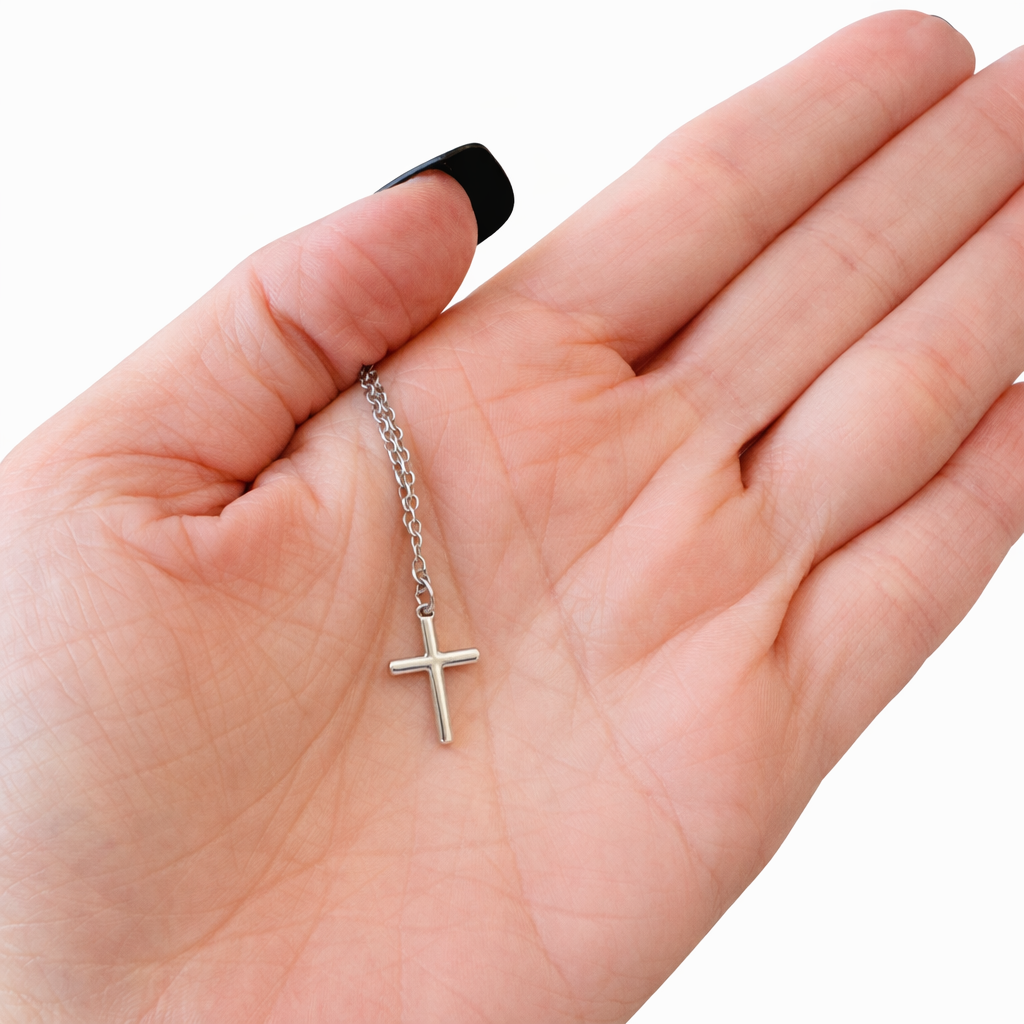 Michelle Silver Cross Necklace- 18"