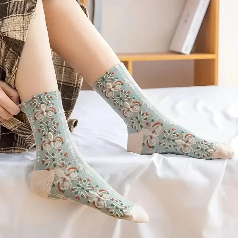 Cottagecore Lucky Socks | 5-Pair Floral Ankle Set