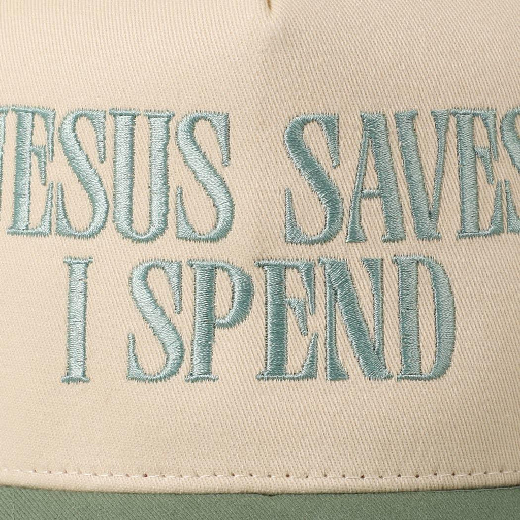 Jesus Saves I Spend Trucker Hat | Funny Christian Embroidered Cap