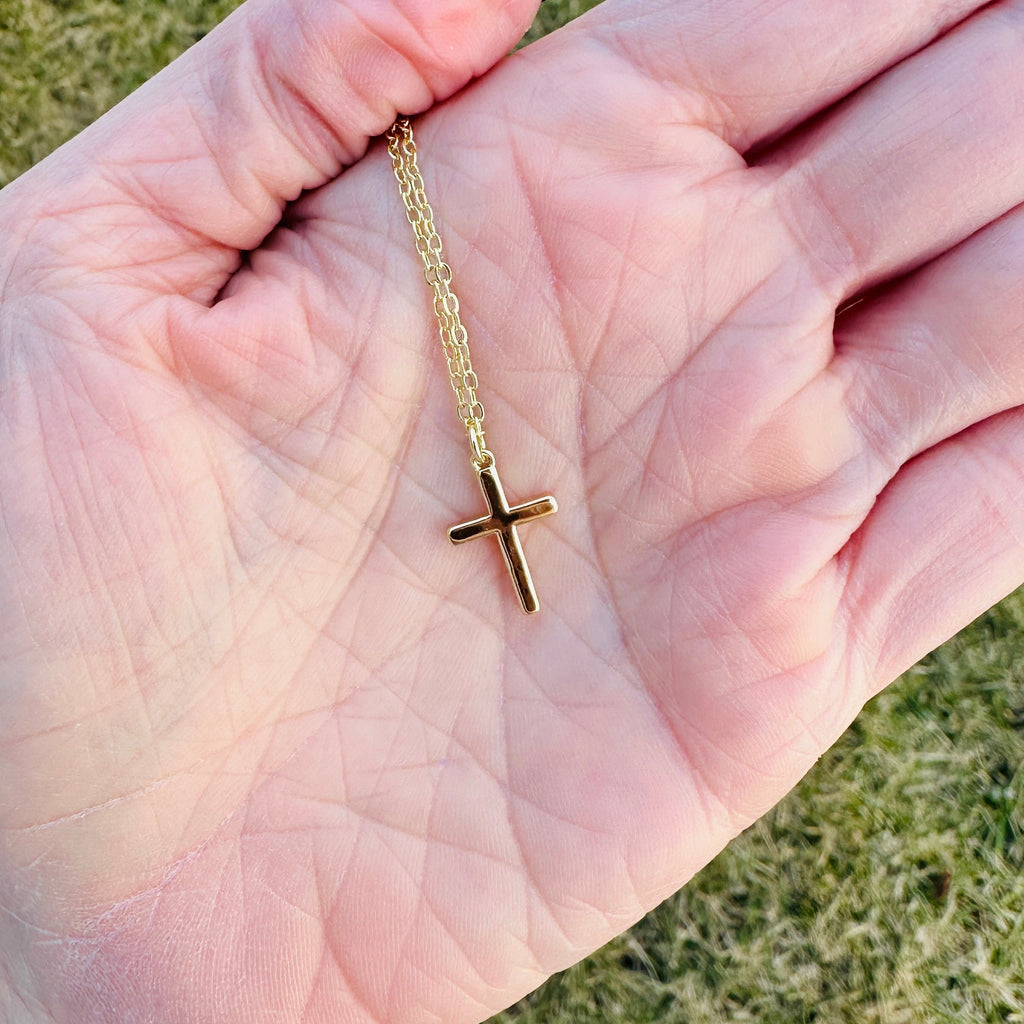 Michelle Gold Cross Necklace- 18"