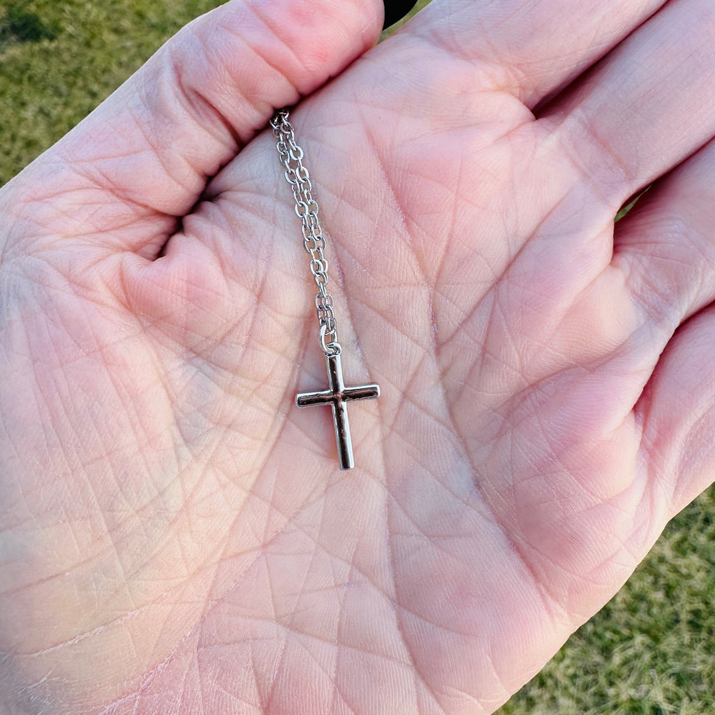 Michelle Silver Cross Necklace- 18"