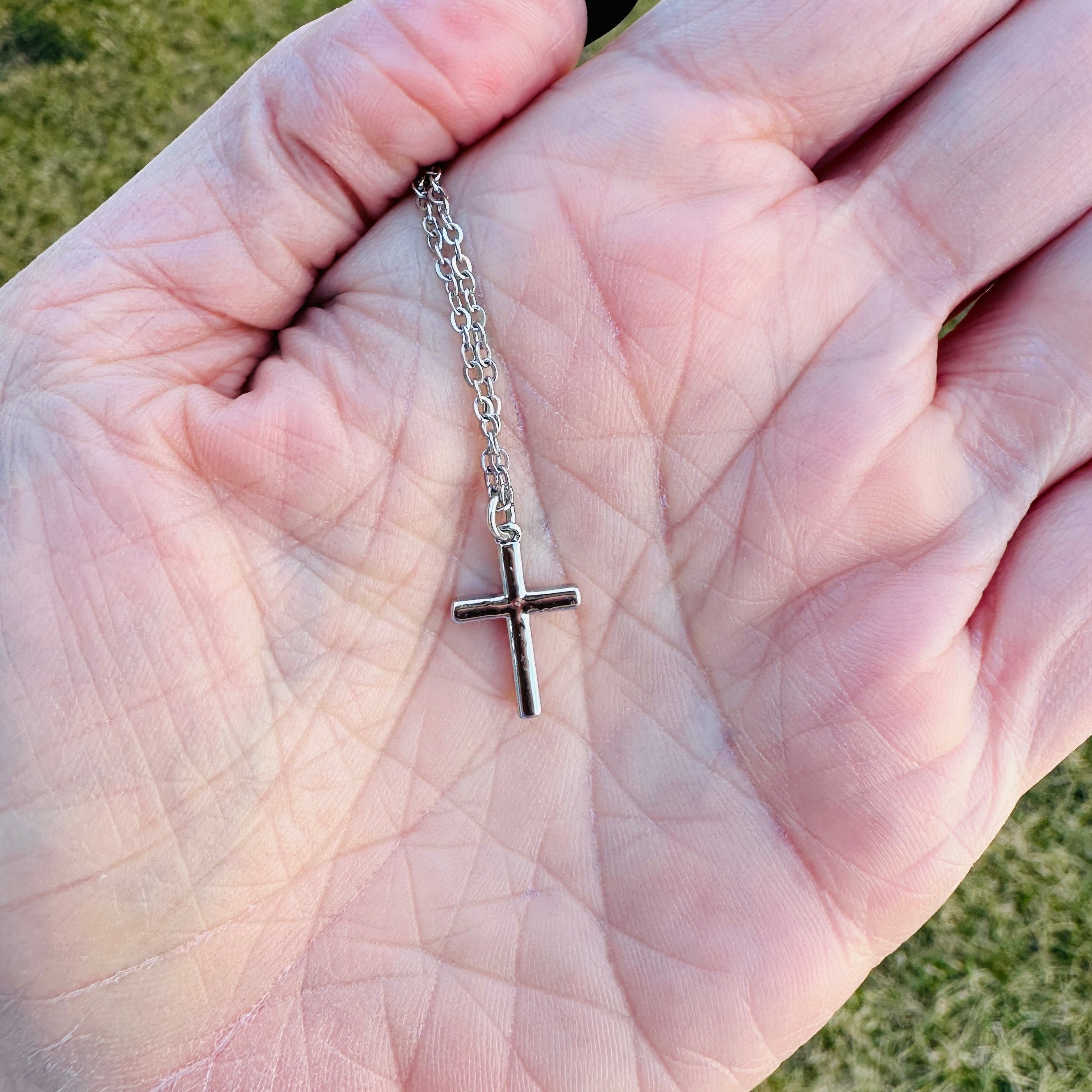 Michelle Silver Cross Necklace- 18"