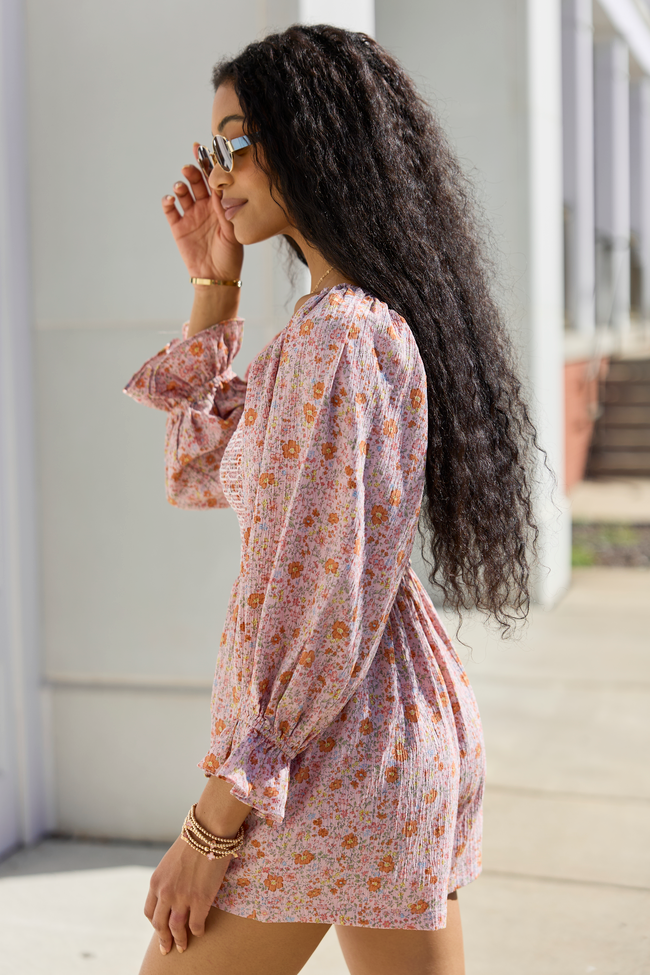 Millie Pink Floral Smocked Top Romper SALE
