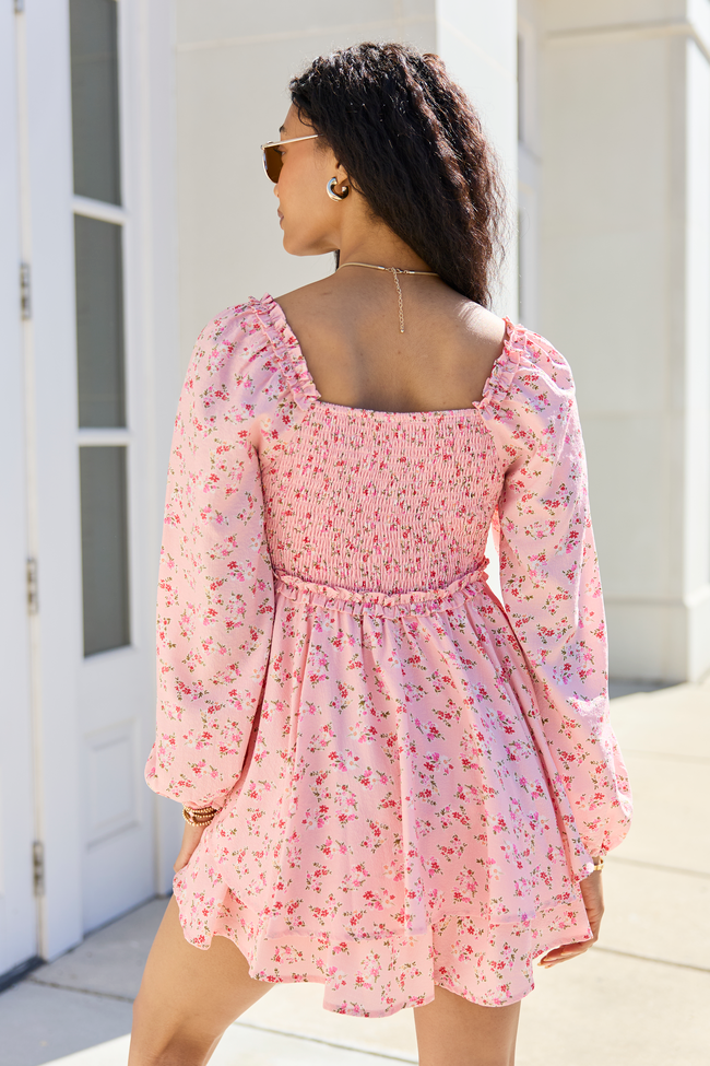 Farah Pink Floral Ruffle Trim Romper SALE
