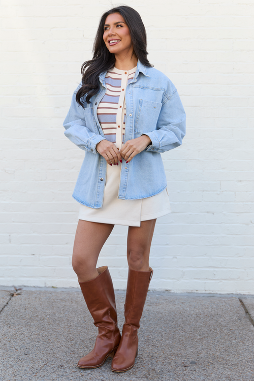 Addison Blue And Ivory Striped Cardigan Tank SALE