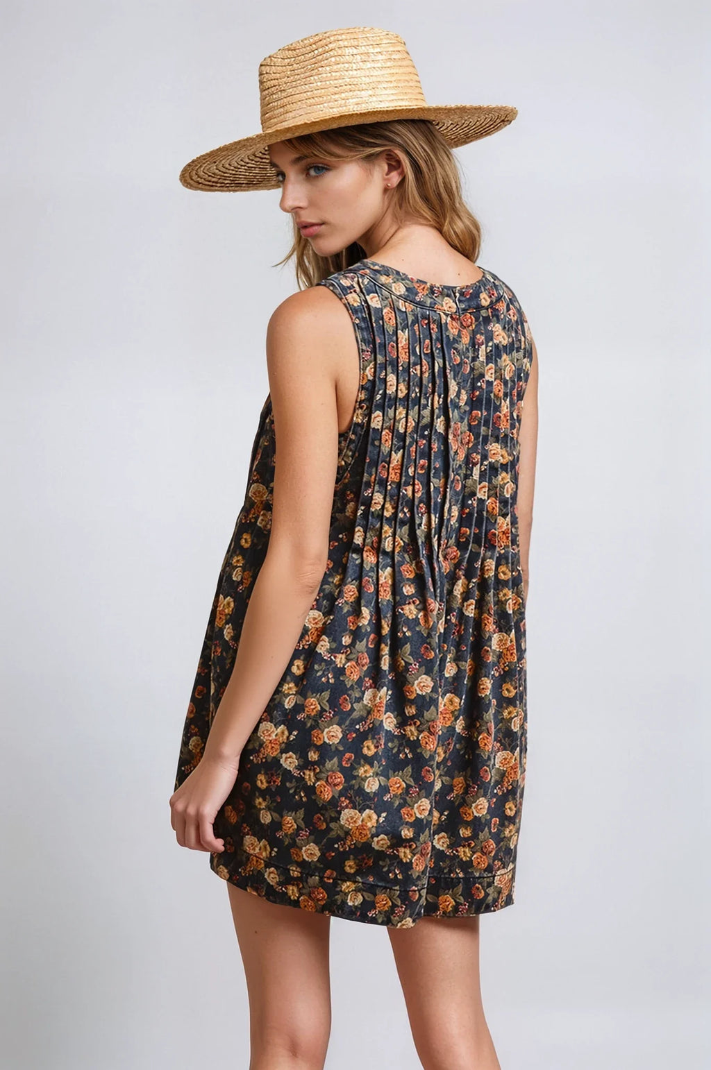Women's Boho Vintage Bloom Floral Denim Romper