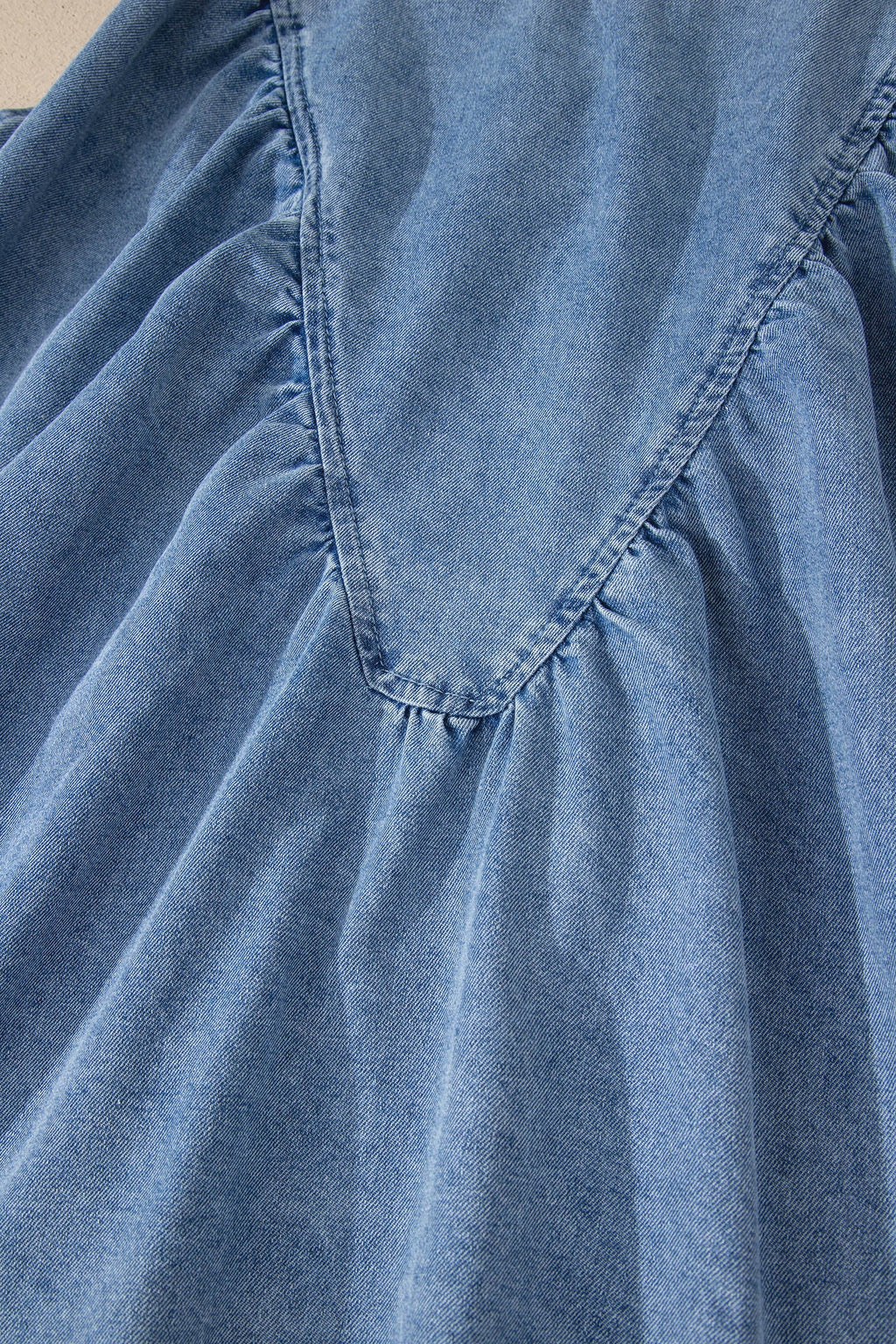 Myosotis Denim Pleated Patchwork Sleeveless Top