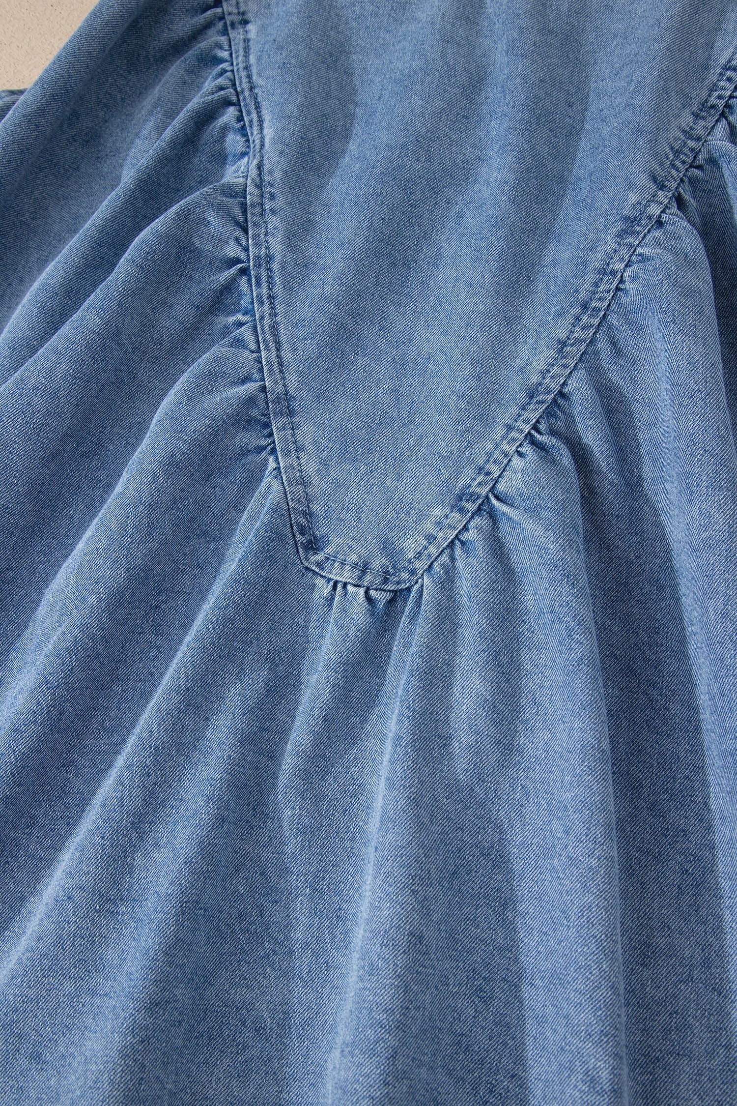 Myosotis Denim Pleated Patchwork Sleeveless Top