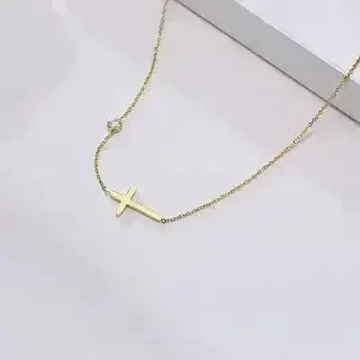 Faith-Inspired Cross Necklace | Dainty Gold Stacking Necklace