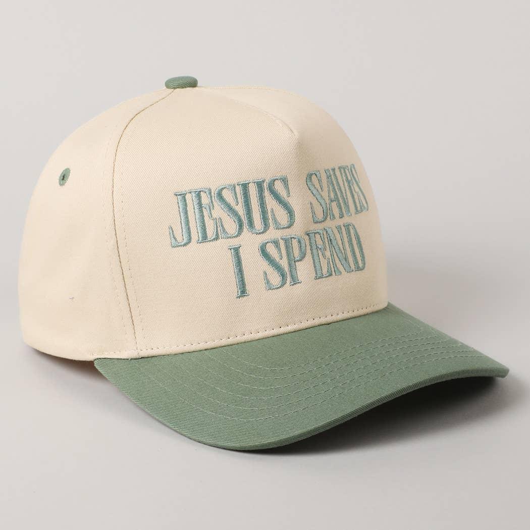 Jesus Saves I Spend Trucker Hat | Funny Christian Embroidered Cap