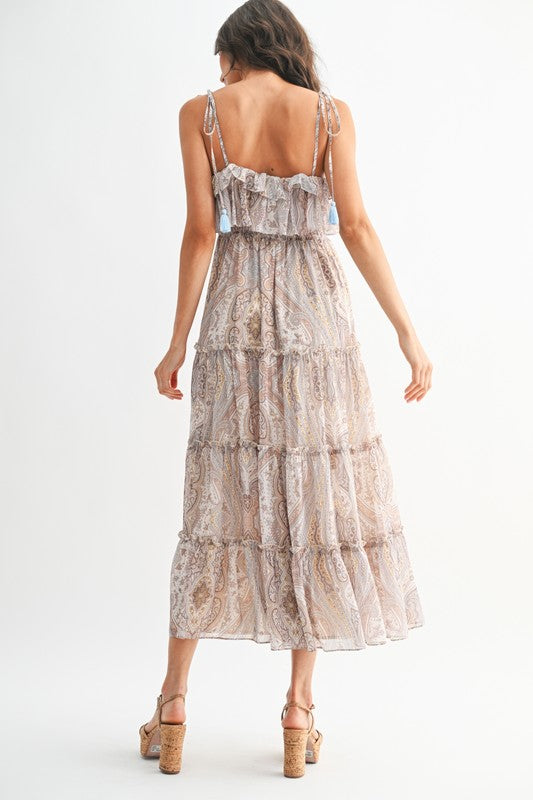 Bohemian Paisley Maxi Dress – Flowy Tiered Boho Style