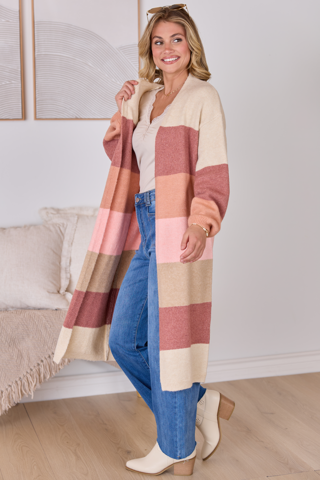 Maxine Mauve Striped Long Cardigan SALE