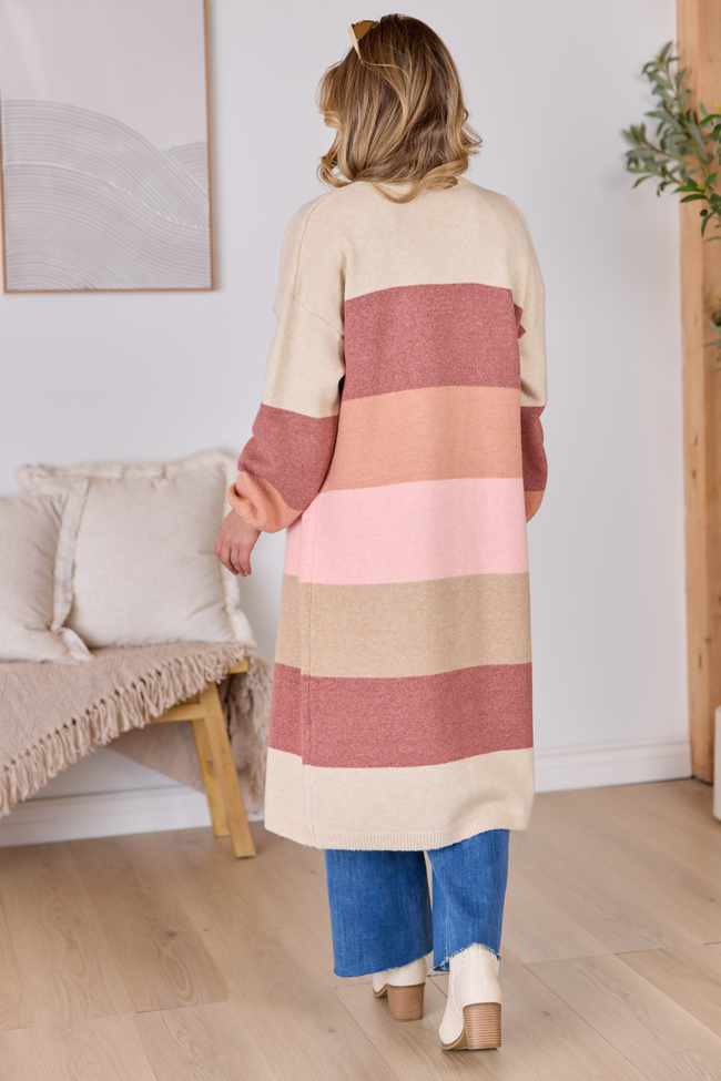 Maxine Mauve Striped Long Cardigan SALE