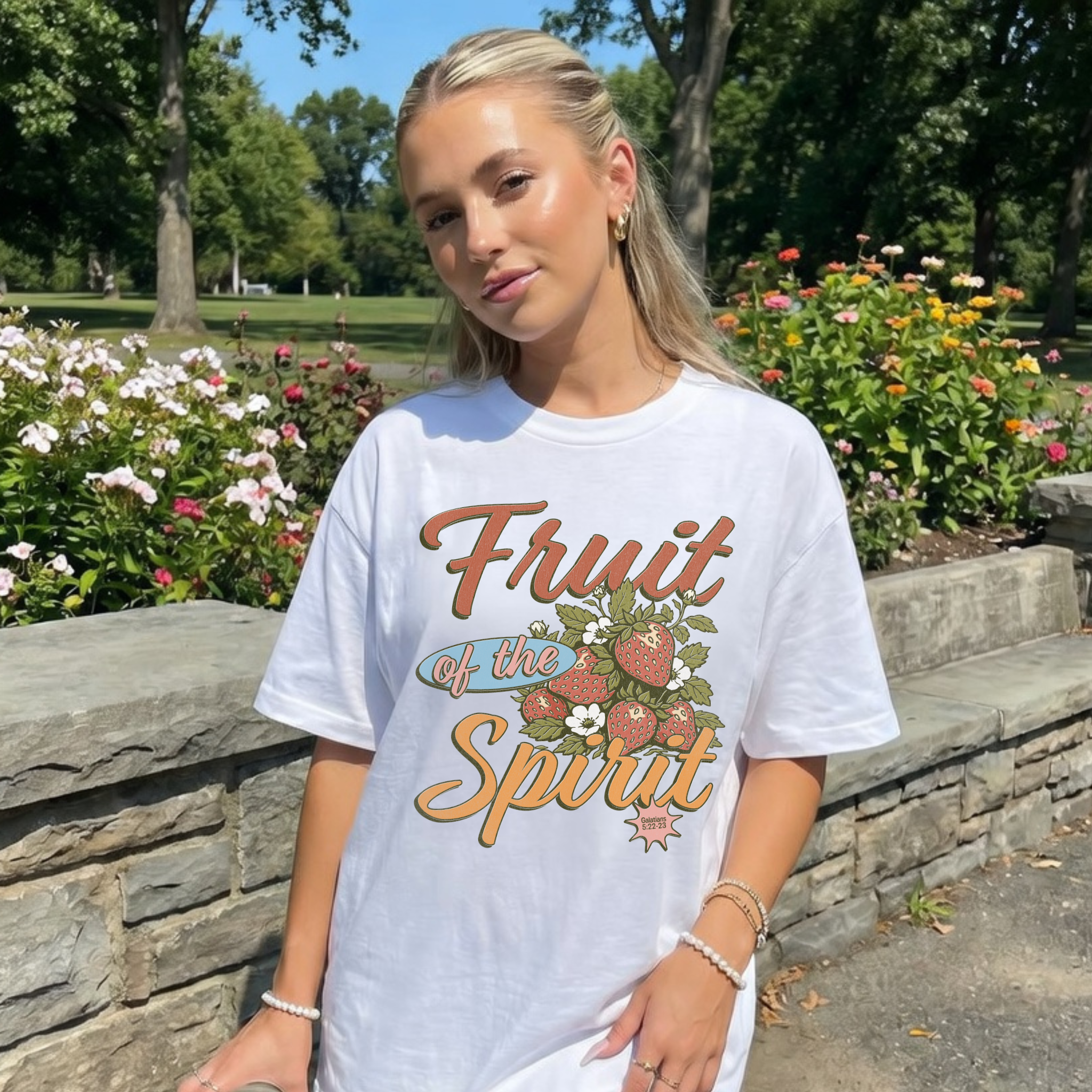Fruit of the Spirit Strawberry Graphic Tee | Galatians 5:22